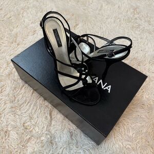 Dolce & Gabbana black strappy heel sandals black suede SZ 38.5 or 8 sexy style